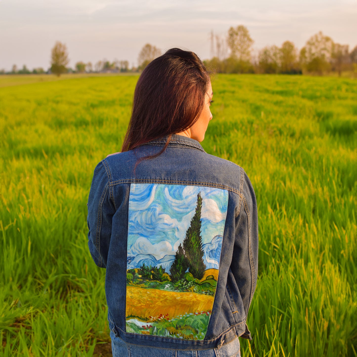  Denim Jacket Custom Van Gogh Cypresses