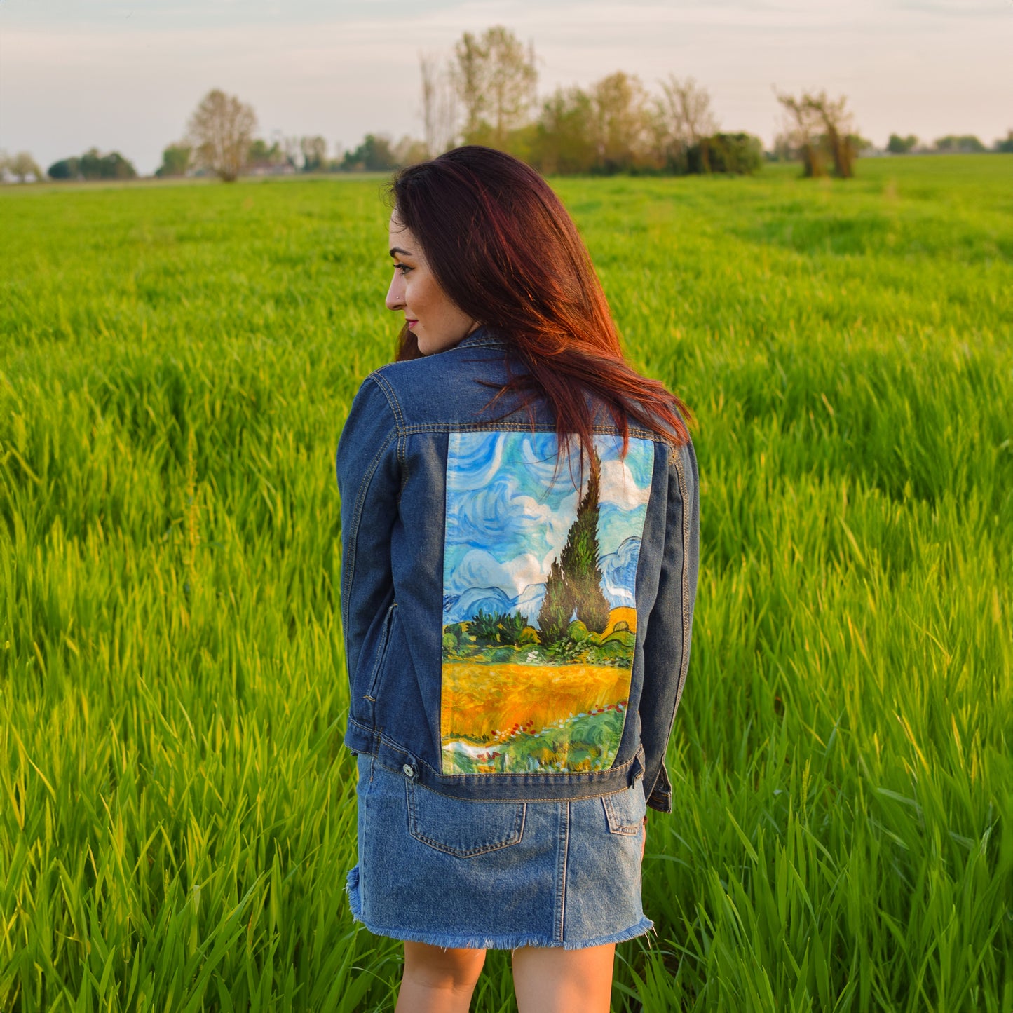  Denim Jacket Custom Van Gogh Cypresses