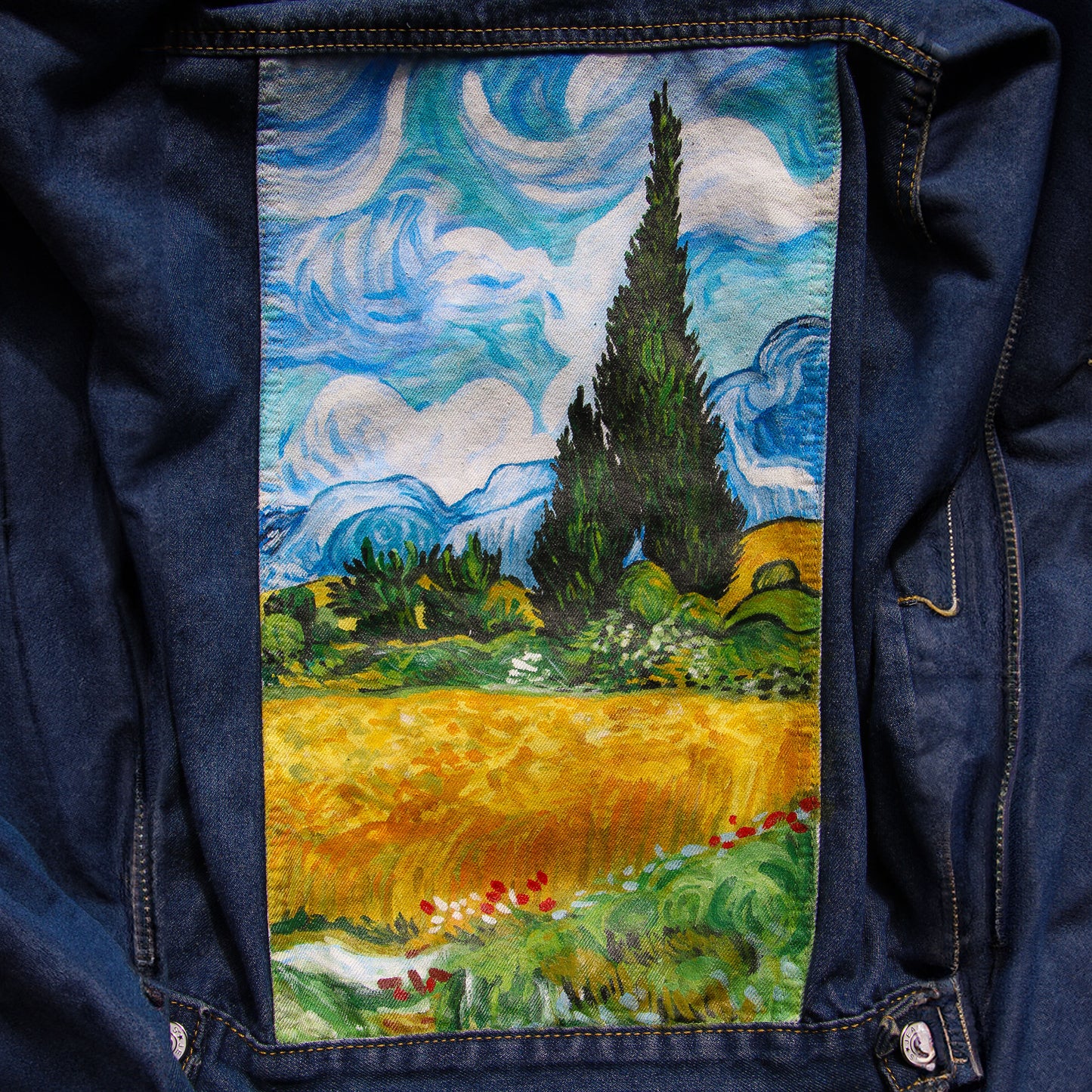  Denim Jacket Custom Van Gogh Cypresses